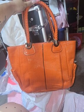 VERY RARE VNTG Chloe ORANGE Patent Lambskin Heloise Large Satchel